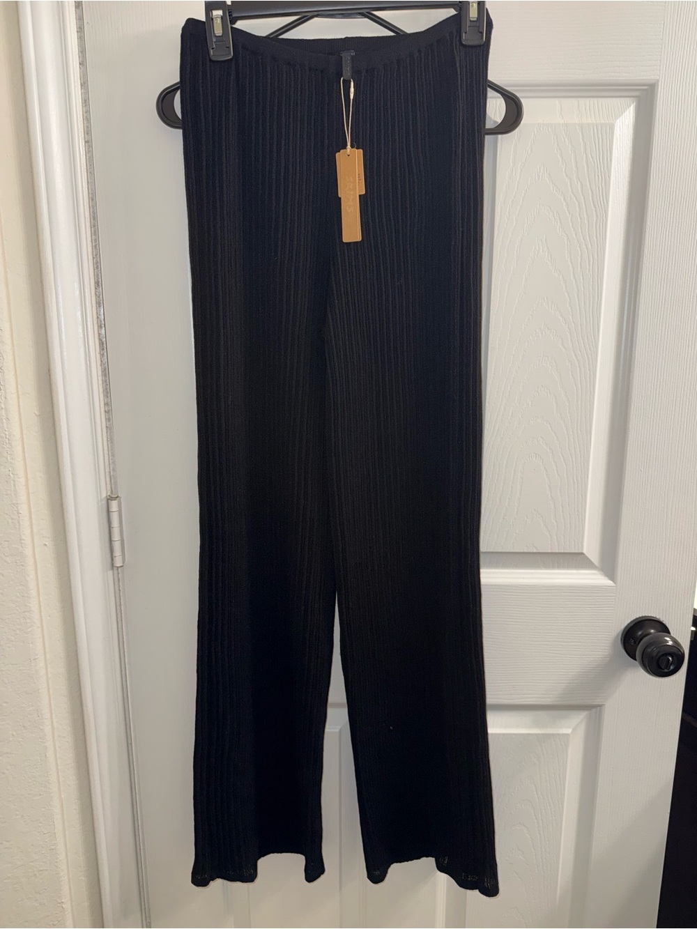SKIMS sheer Black Ribbed Wide-Leg Lounge Pants